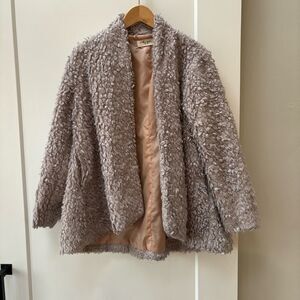 Molly Green furry tan lined open jacket‎ size M